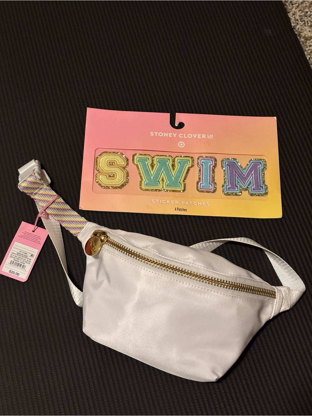 NWT Stoney Clover Lane X Target White Fanny Pack & SWIM patch set